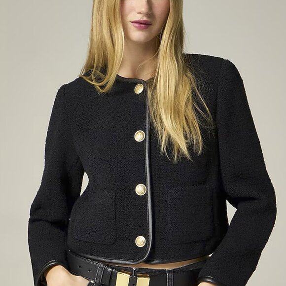 J Crew Tweed Lady Jacket with Leather Trim - Picture 2 of 4